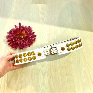 LF white&gold studded genuine leather belt! Small